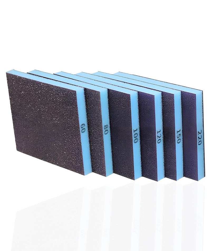 Buildcon 6 قطع ورق صنفرة، ورق صنفرة 120 حبيبة للخشب والمعادن، 12 * 10 * 1.2 سم ورق صنفرة رطب وجاف للسيارات لتنظيف الجدران - Image 1
