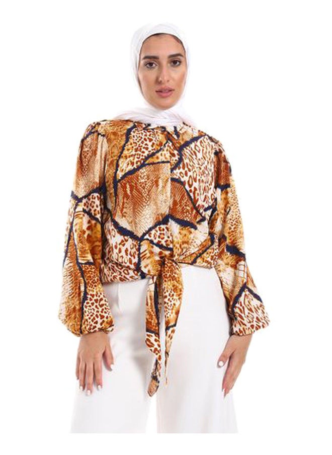 M.SOU - Multi-Animal Patterned Navy Blue, Havana & Off-White Shirt - Image 1