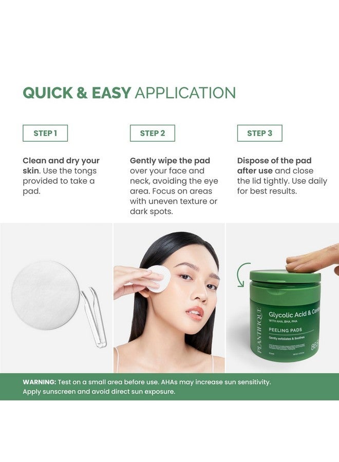 PLANTIFIQUE Korean Glycolic Acid Pads with CICA, 60 Pcs - AHA, BHA, PHA Face Exfoliating Formula for Gentle Skin Renewal - Toner Pads for Cleansing All Skin Types - Refillable Container - Image 5