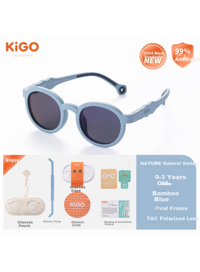 Kigo New Outdoor Kids Polarized Uv Protection Sungl Bamboo Blue 0-3 Years - Image 1