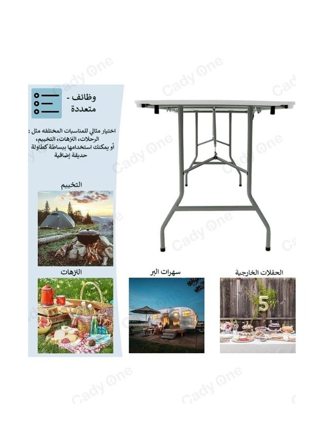 البيض برو طاولة بيضاء قابلة للطي مقاس 180x72x76 سم للرحلات والتخييم - Image 2