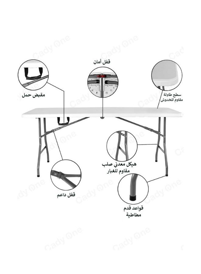 البيض برو طاولة بيضاء قابلة للطي مقاس 180x72x76 سم للرحلات والتخييم - Image 3