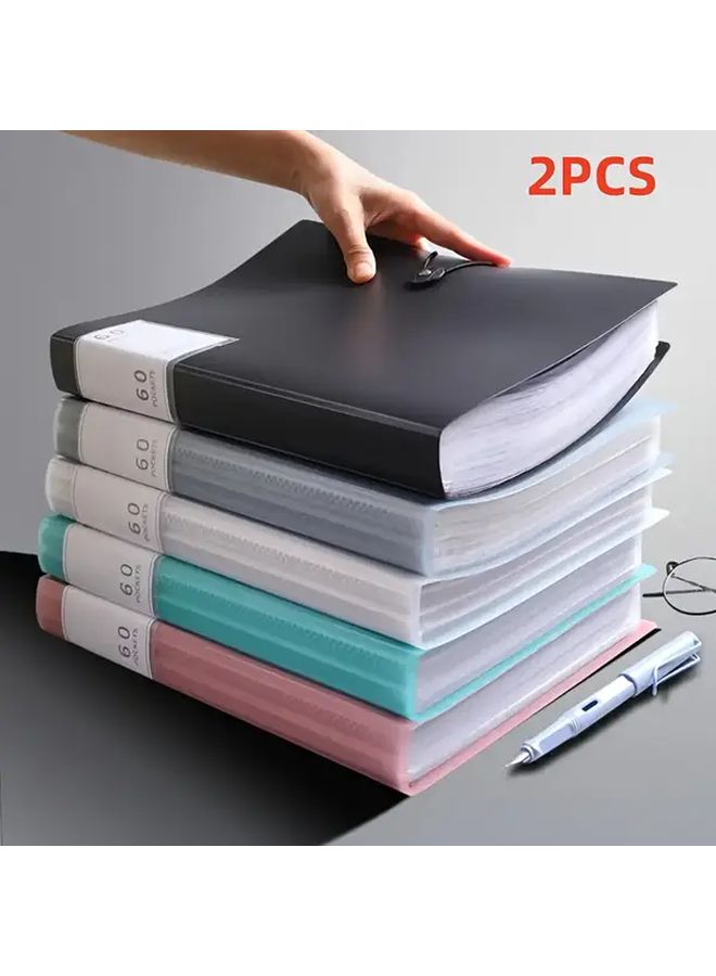 Pink Purple A4 Folder With 80 Plastic Pockets Durable Portable Organizer - Image 1