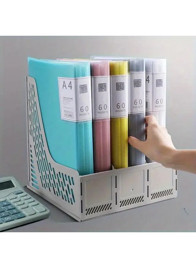 Pink Purple A4 Folder With 80 Plastic Pockets Durable Portable Organizer - Image 3