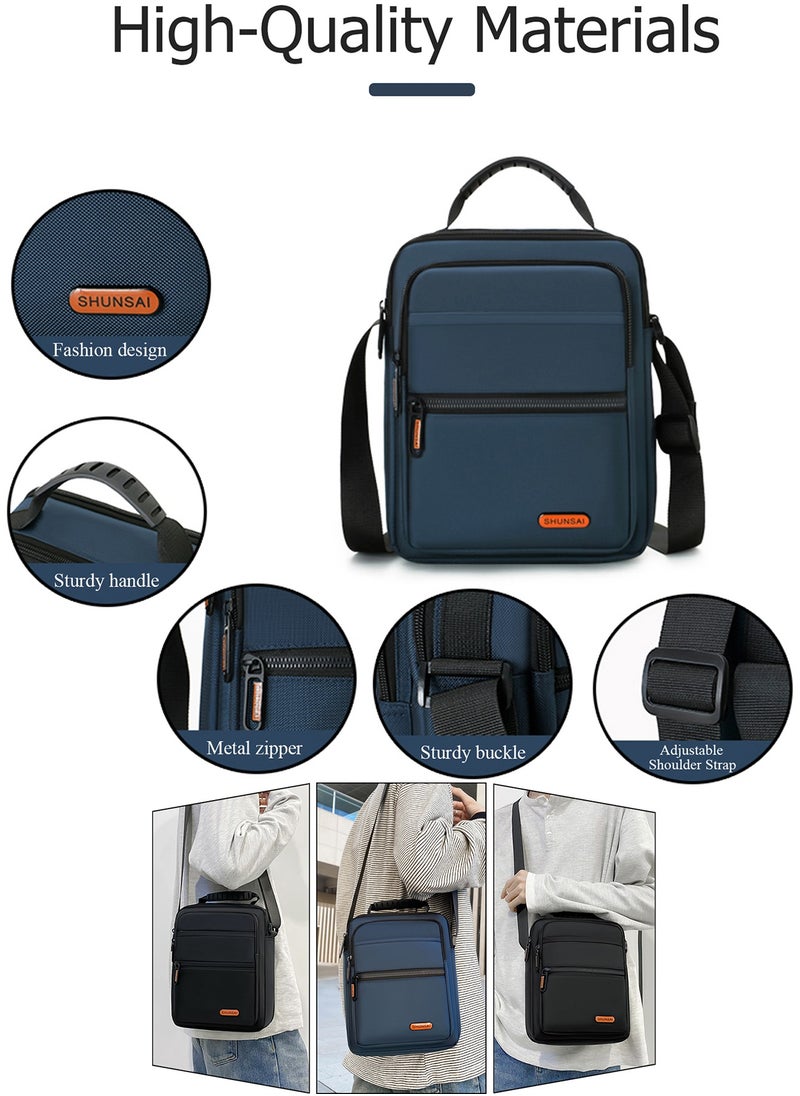 Qiccijoo Qiccijoo Crossbody Bag Messenger Bag for Men or Women Casual Shoulder Bag Multiple Pockets Sling Bag Travel Bag for Business Office School Satchel Bags Work Bag Handbag Purse(Blue)  - Image 4