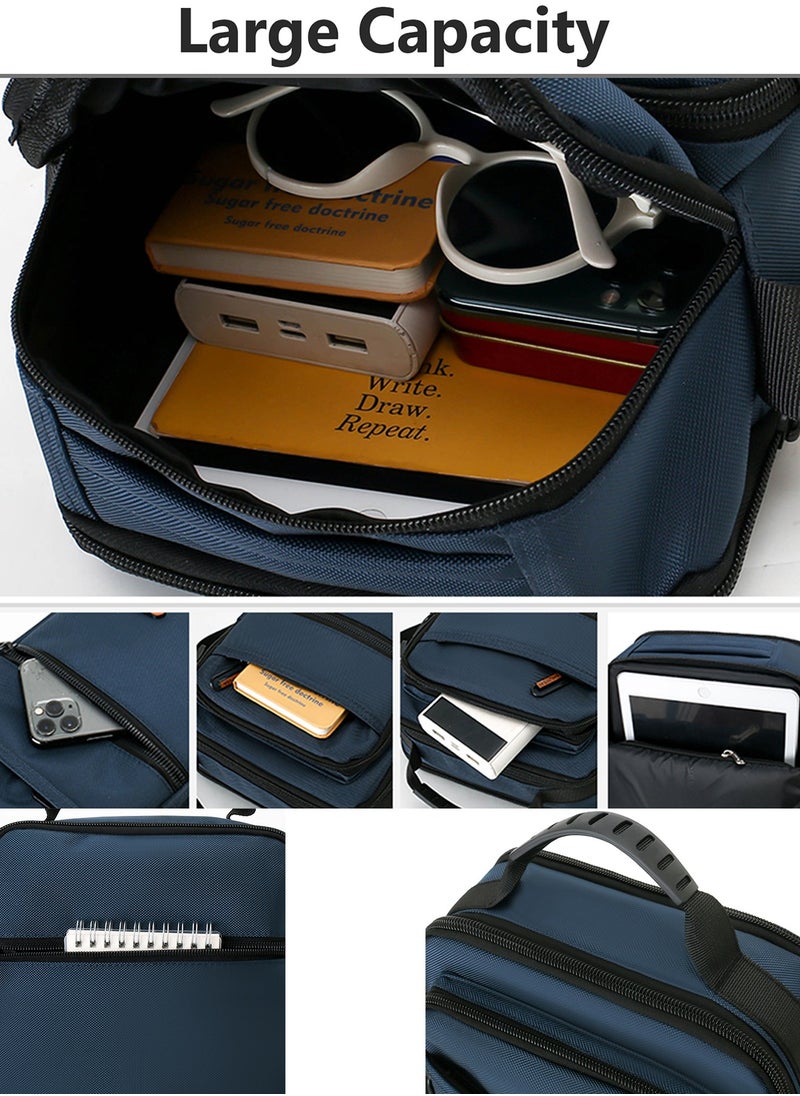 Qiccijoo Qiccijoo Crossbody Bag Messenger Bag for Men or Women Casual Shoulder Bag Multiple Pockets Sling Bag Travel Bag for Business Office School Satchel Bags Work Bag Handbag Purse(Blue)  - Image 5