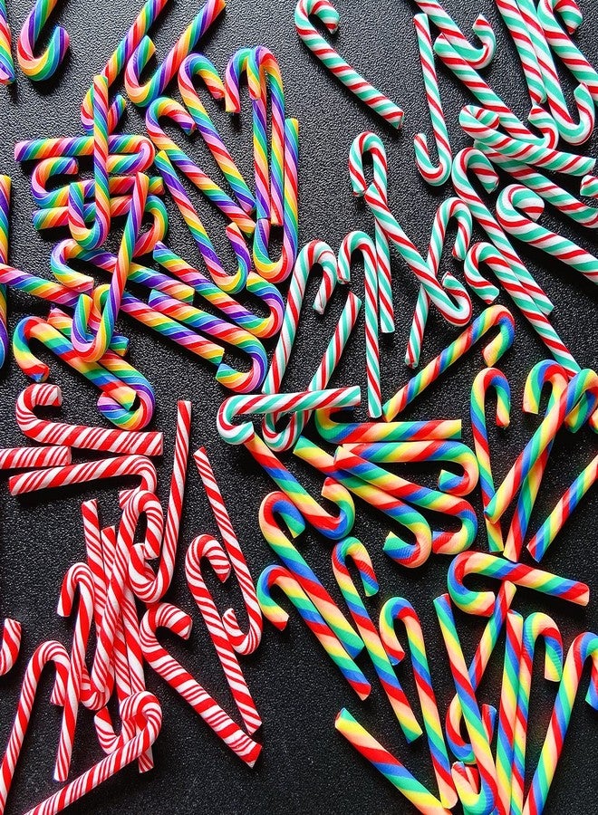 EHOPE 100Pcs Clay Candy Canes Red White Candy Canes Christmas Candy Cane Faux Candy Cane Christmas Stick Mini Polymer Soft Clay DIY Decoration for Nail Art Kit DIY Cake Food（3CM-4Color） - Image 5