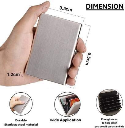 OFIXO 6 Slots Credit Card Holder RFID Protected Stainless Steel Credit Card Wallet Slim Metal Credit Card Case for Men and Women (Matt-Silver) - Image 3