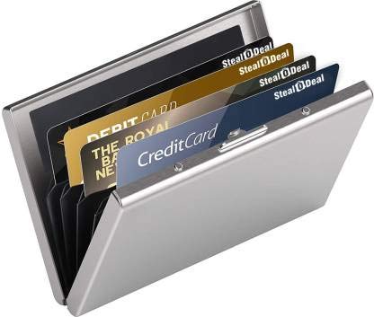 OFIXO 6 Slots Credit Card Holder RFID Protected Stainless Steel Credit Card Wallet Slim Metal Credit Card Case for Men and Women (Matt-Silver) - Image 4