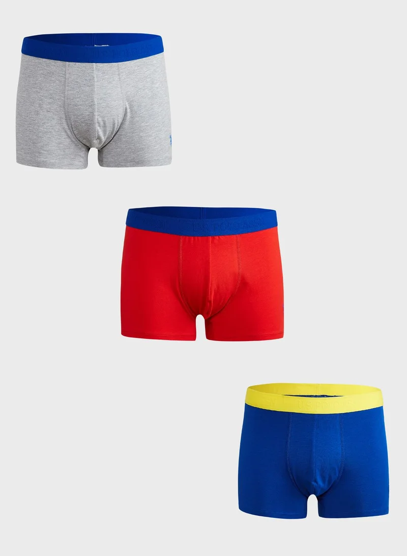 U.S. Polo Assn. 3 Pack Logo Print Trunks