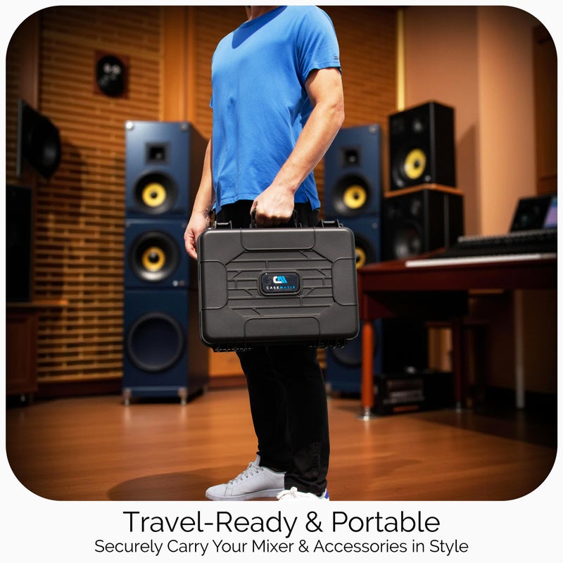 CASEMATIX 16" Hard Shell Audio Mixer Travel Case â€“ Protective Carry Case Compatible with Behringer Xenyx X1204USB, 1204USB, 1202FX, 1202, 802, QX1202USB, 1002 Fits Models 14.5" x 10.5" x 4.5" MAX - Image 5