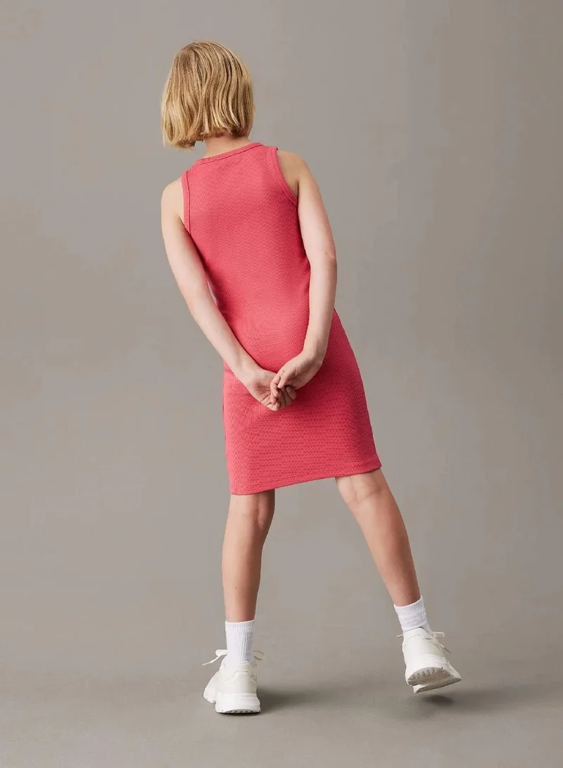 Calvin Klein Jeans Deep Crimson Fruit Slim Ribbed Sleeveless Dress for Women | Best Price UAE