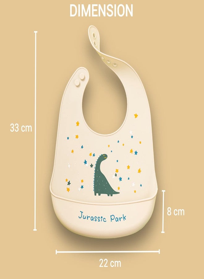 GUCHIGU Waterproof Silicone Baby Bib for Feeding Babies and Toddlers, Unisex Silicon Baby Feeding Bibs for Infants and Toddlers 4M to 4Yr Cute Printing with Rice Pocket (BB2027S, 1Pc) - Image 4