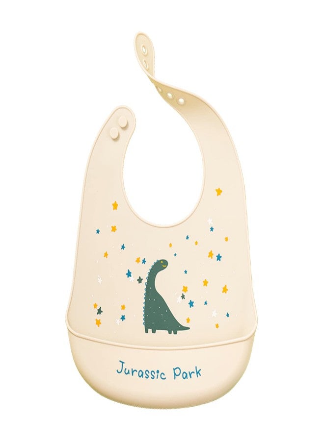 GUCHIGU Waterproof Silicone Baby Bib for Feeding Babies and Toddlers, Unisex Silicon Baby Feeding Bibs for Infants and Toddlers 4M to 4Yr Cute Printing with Rice Pocket (BB2027S, 1Pc) - Image 1