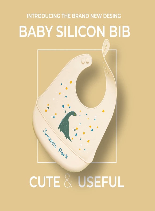 GUCHIGU Waterproof Silicone Baby Bib for Feeding Babies and Toddlers, Unisex Silicon Baby Feeding Bibs for Infants and Toddlers 4M to 4Yr Cute Printing with Rice Pocket (BB2027S, 1Pc) - Image 2