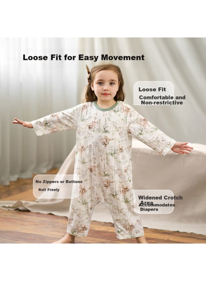 Ouyun Children's Summer Pajamas, Thin Pure Cotton Baby Home Wear Onesie Air Conditioning Suit, Lime Green, Size 90 - Image 2