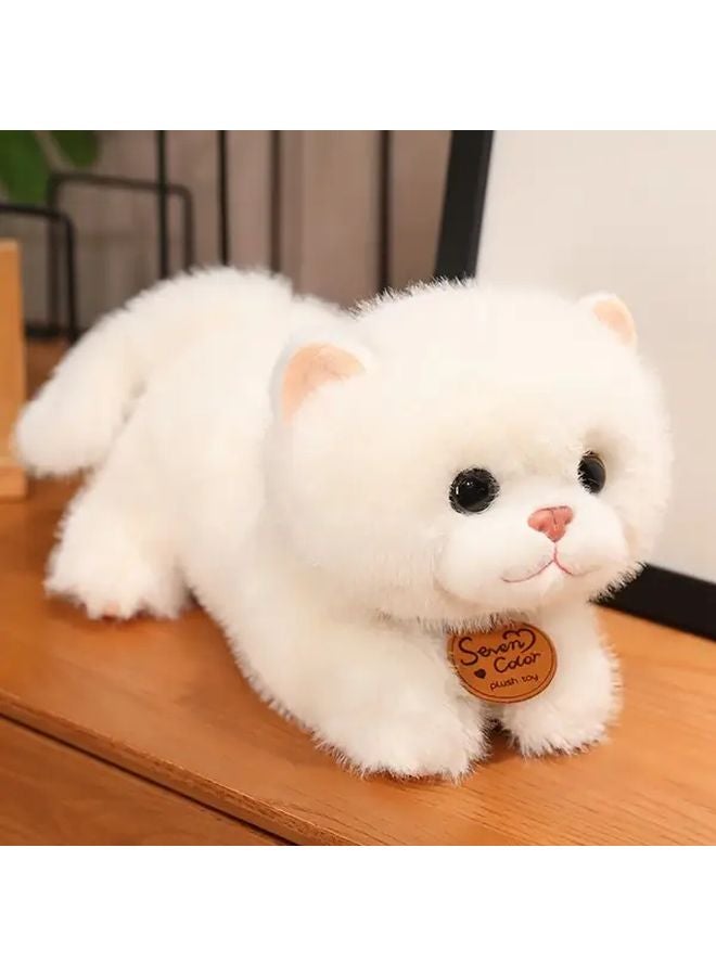 White 25cm Anime Plush Kitten Doll Soft Realistic Cat Toy Gift For Collectors - Image 1