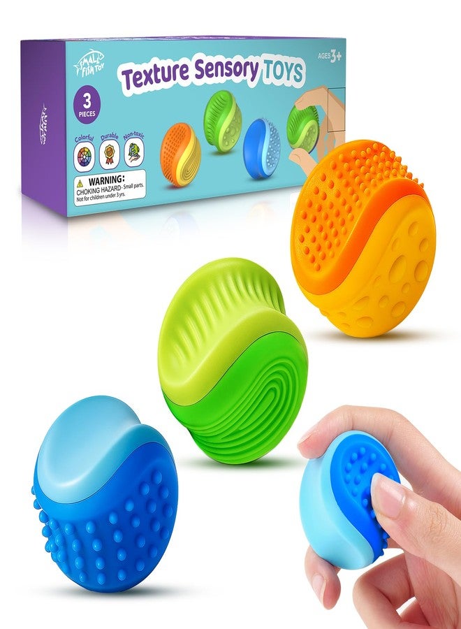 SMALL FISH Fidget Toys Stress Ball for Kids Adult: 3 Pack Double Sided Textured Sensory Toys for Autism Kids Calming - Quiet Stress Fidget Ball for Student Classroom, Adult Office - Easter Basket for Kid - Image 1