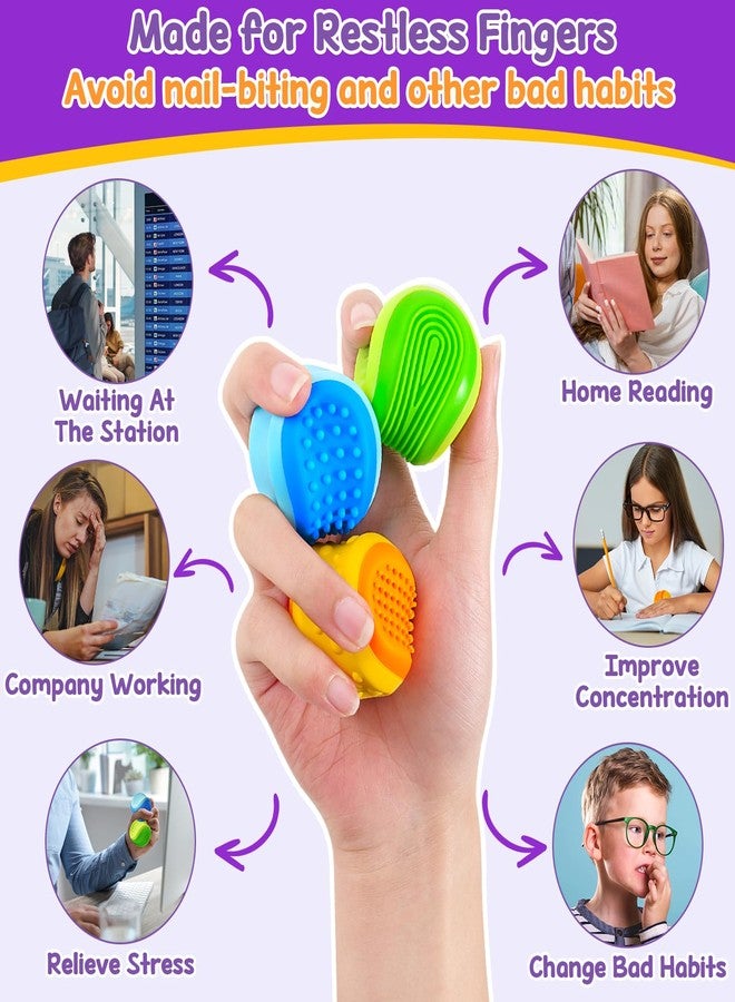 SMALL FISH Fidget Toys Stress Ball for Kids Adult: 3 Pack Double Sided Textured Sensory Toys for Autism Kids Calming - Quiet Stress Fidget Ball for Student Classroom, Adult Office - Easter Basket for Kid - Image 3