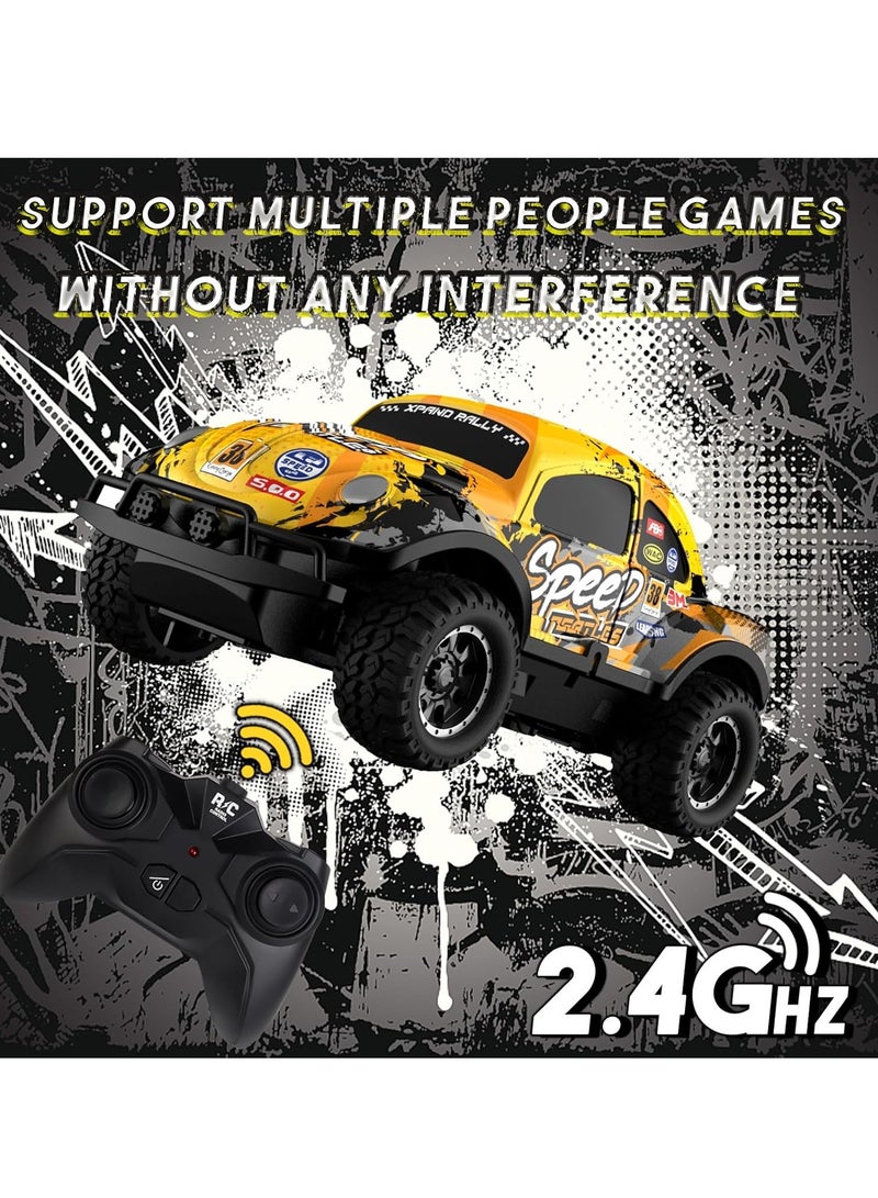 Loquat Remote Control Car, Light Up RC Car Toys, Rechargeable Off Road Racing Car With LED Lights, High Speed Model Vehicle Toy For Children Boys And Girls, (1pc, Yellow, Design 1) - Image 3