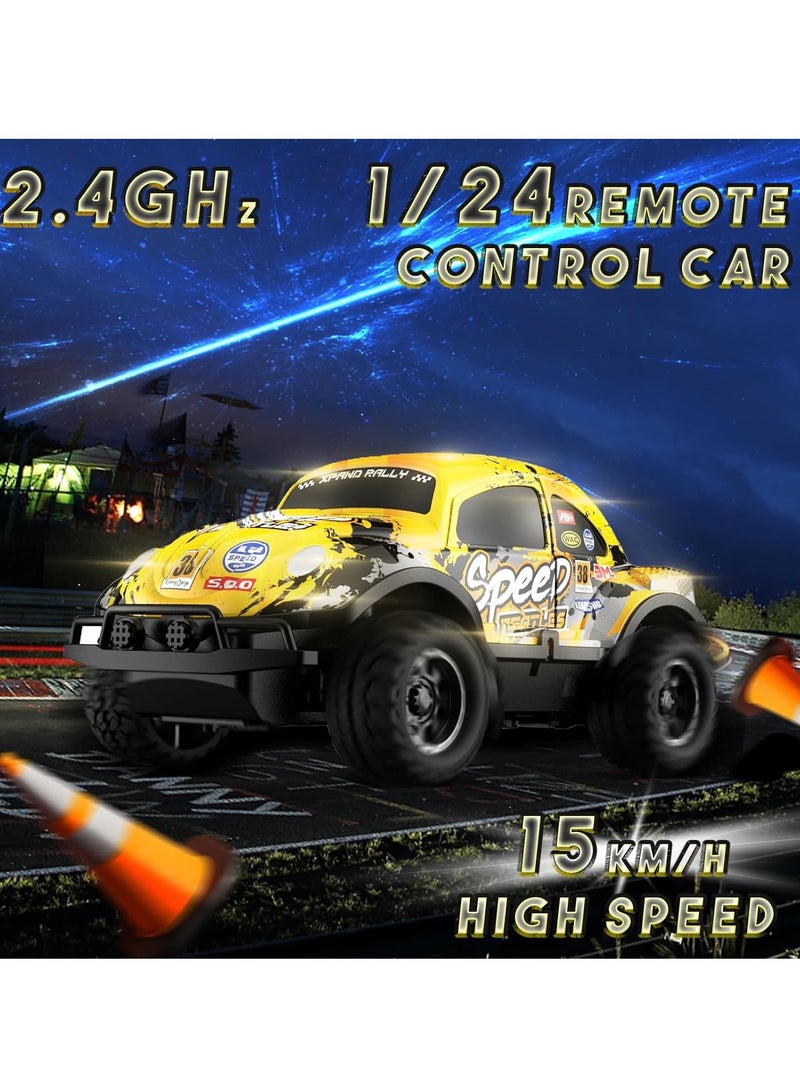 Loquat Remote Control Car, Light Up RC Car Toys, Rechargeable Off Road Racing Car With LED Lights, High Speed Model Vehicle Toy For Children Boys And Girls, (1pc, Yellow, Design 1) - Image 2