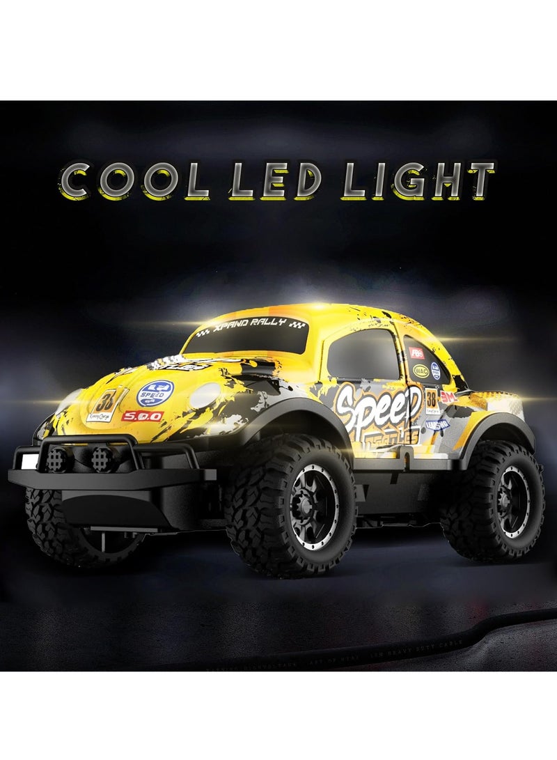 Loquat Remote Control Car, Light Up RC Car Toys, Rechargeable Off Road Racing Car With LED Lights, High Speed Model Vehicle Toy For Children Boys And Girls, (1pc, Yellow, Design 1) - Image 4