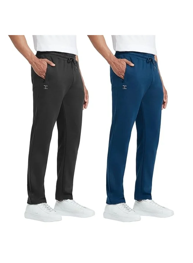 اكس واي اكس اكس Athleisure Men's Cotton Track Pants - Relaxed Fit, Ultra Smooth, Sweat Absorbent Code Loungewear with Zippered Pockets, Perfect Ankle Length, Drawcord Closure