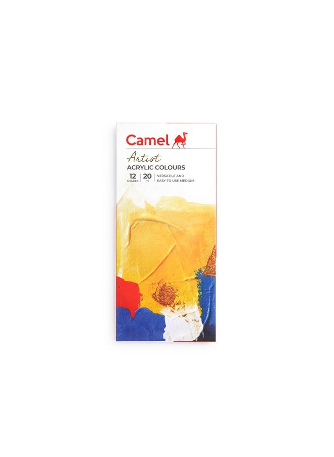 camel - Camel Acrylic Color Box-20Ml Tubes,12 Shades,Multicolour - Image 1