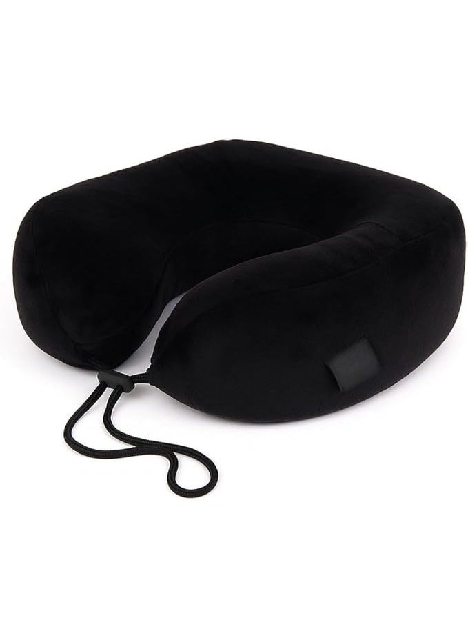 Memory Foam Travel Neck Support Pillow - Removable Washable Premium Velvet Cover - Ultimate Comfort & Easy Maintenance for Daily Use