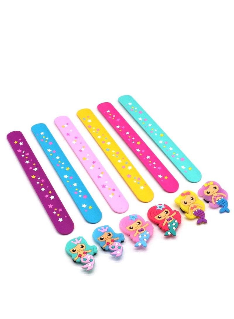 Zikra 6 Pack Silicone Mermaid Slap Bracelets Cute Mermaid Theme Birthday Party Favors Girls Party Favors Gifts Carnival Prizes Set - Image 2