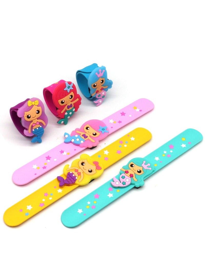Zikra 6 Pack Silicone Mermaid Slap Bracelets Cute Mermaid Theme Birthday Party Favors Girls Party Favors Gifts Carnival Prizes Set - Image 1