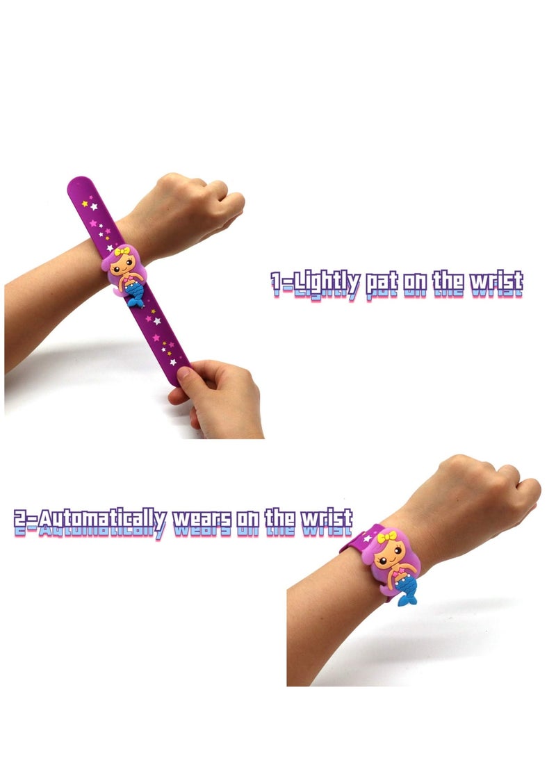 Zikra 6 Pack Silicone Mermaid Slap Bracelets Cute Mermaid Theme Birthday Party Favors Girls Party Favors Gifts Carnival Prizes Set - Image 4
