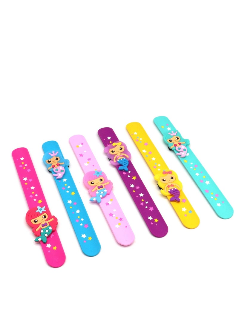 Zikra 6 Pack Silicone Mermaid Slap Bracelets Cute Mermaid Theme Birthday Party Favors Girls Party Favors Gifts Carnival Prizes Set - Image 3