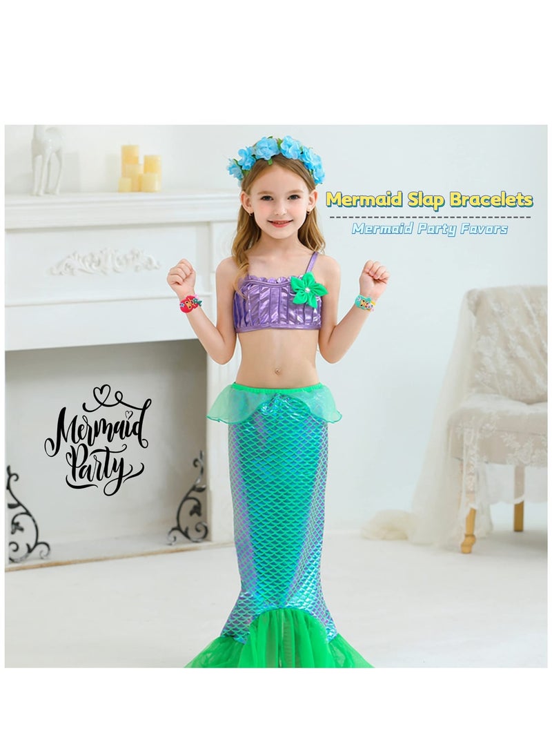 Zikra 6 Pack Silicone Mermaid Slap Bracelets Cute Mermaid Theme Birthday Party Favors Girls Party Favors Gifts Carnival Prizes Set - Image 5