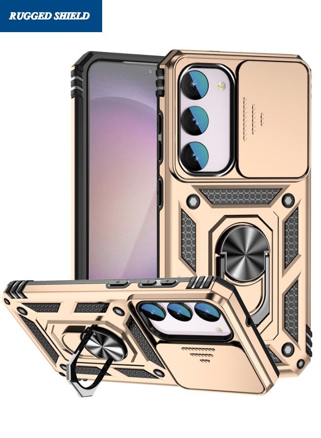 RUGGED SHIELD Samsung Galaxy A-55 Cover, Galaxy A-55 Case with Slide Camera Cover, Built-in 360° Rotate Ring Kickstand, Shockproof Drop Proof Protection, Heavy Duty Durable Protective Case for Samsung