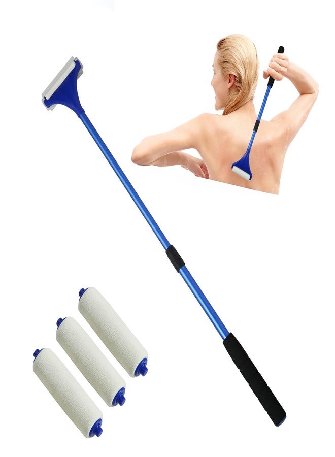 EASACE Lotion Applicator for Back,Portable 21inch Lotion Applicator with Long Handle,Extension Back Applicator Lotion with 3 Replacement Roller for Back self(Blue) - Image 1