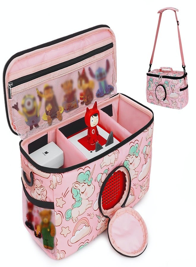 Ciseret Portable Carrying Case for Toniebox Starter Set and Accessories - Compatible Travel Bag for Tonies Figure Characters Charging Station Headphones -Girls Kids Pink Unicorn Tonie Box Carry Case - Image 1