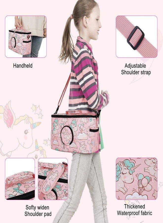 Ciseret Portable Carrying Case for Toniebox Starter Set and Accessories - Compatible Travel Bag for Tonies Figure Characters Charging Station Headphones -Girls Kids Pink Unicorn Tonie Box Carry Case - Image 3