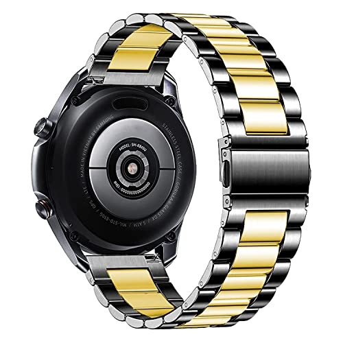 DEALELE Bands Compatible with Samsung Galaxy Watch 7 / FE / 6/6 Classic / 5/5 Pro / 4/4 Classic/Galaxy 3 41mm, 20mm Stainless Steel Metal Replacement Strap for Women Men (Black/gold) - Image 2