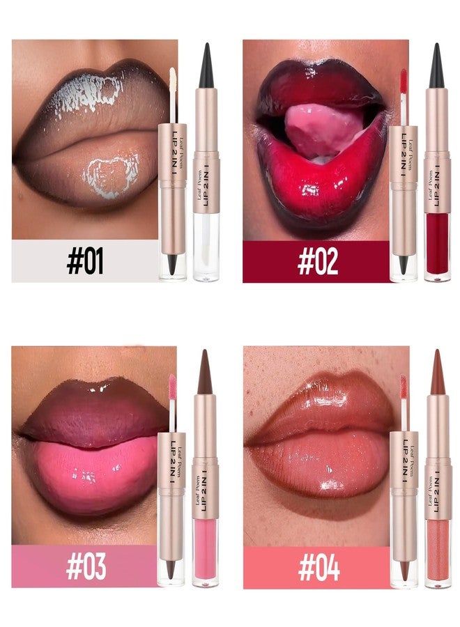 BAISEN DIARY 2-in-1 Double-Ended Matte Lip Liner & Lip Gloss Duo, Cool Nude Brown Ombre Lip Combo Pencil, Lip Liner and Lipstick Gloss Set for Defined & Fuller Looking Lips, #01 Cool Nude Brown - Image 4
