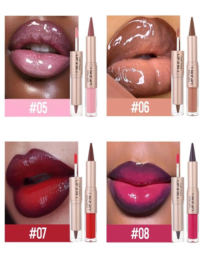 BAISEN DIARY 2-in-1 Double-Ended Matte Lip Liner & Lip Gloss Duo, Cool Nude Brown Ombre Lip Combo Pencil, Lip Liner and Lipstick Gloss Set for Defined & Fuller Looking Lips, #01 Cool Nude Brown - Image 5