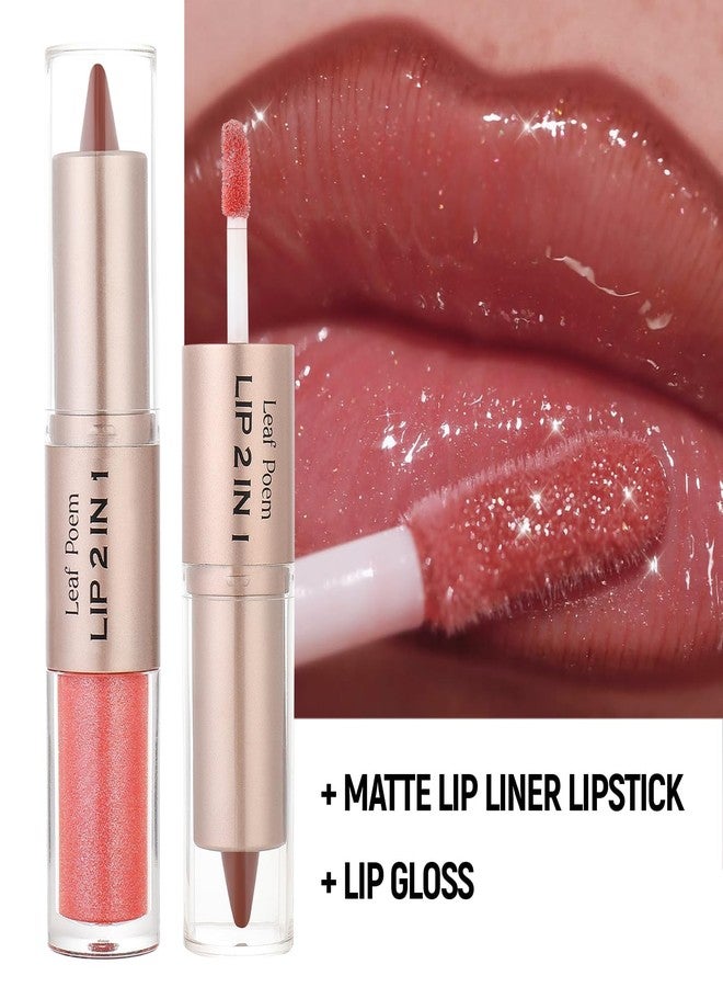 BAISEN DIARY 2-in-1 Double-Ended Matte Lip Liner & Lip Gloss Duo, Cool Nude Brown Ombre Lip Combo Pencil, Lip Liner and Lipstick Gloss Set for Defined & Fuller Looking Lips, #01 Cool Nude Brown - Image 3