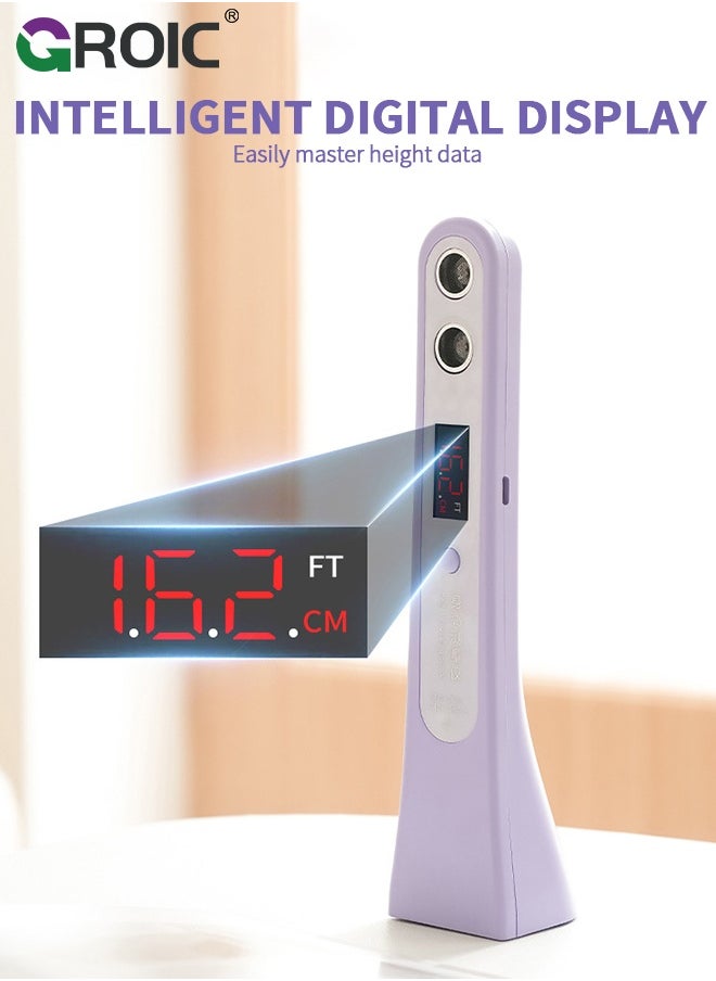 GROIC - Portable Ultrasound Body Height Stadiometer - Handheld Cordless Height Measurement Device for Children and Adults with Temperature Display Decor, 30-200cm Measuring Range(Purple) - Image 1