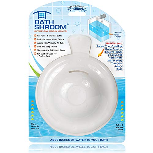 StopShroom BathShroom Bathtub Overflow Drain Cover - Bath Tub Overflow Cover, Bathroom Spa Accessories, Adds Inches of Water for Deeper & Warmer Bath - Image 1
