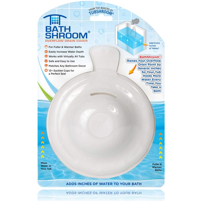 StopShroom BathShroom Bathtub Overflow Drain Cover - Bath Tub Overflow Cover, Bathroom Spa Accessories, Adds Inches of Water for Deeper & Warmer Bath - Image 2