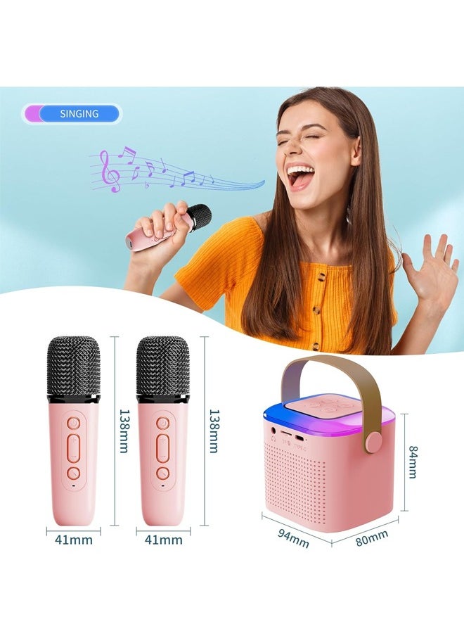 ZCM-HAPPY Portable Bluetooth Karaoke Speaker with 2 Wireless Microphones, Voice Changing Effects and RGB Lights, TF Card AUX Connectivity and Type-C Charging - Perfect for Home Parties and Singing Fun  - Image 2
