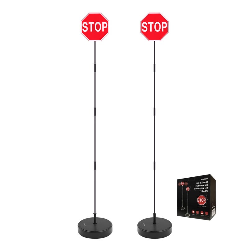 SECURITYMAN SECURITYMAN Garage Stop Sign Parking Aid | Garage Stopper for Parking (2 Pack) Easy Car Parking with Bright LED Garage Parking Sensor Indicator Marker  - Image 1