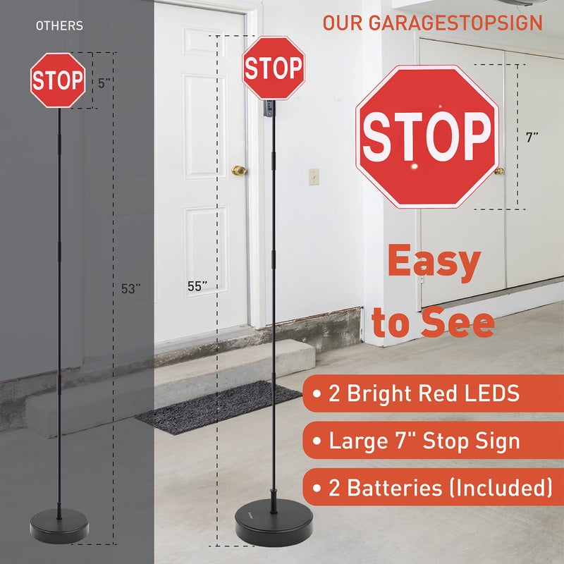 SECURITYMAN SECURITYMAN Garage Stop Sign Parking Aid | Garage Stopper for Parking (2 Pack) Easy Car Parking with Bright LED Garage Parking Sensor Indicator Marker  - Image 5