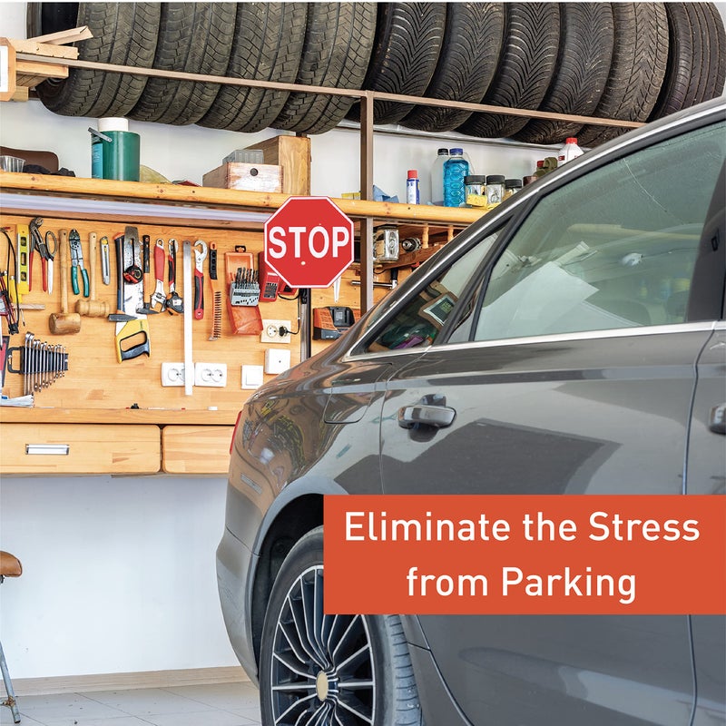 SECURITYMAN SECURITYMAN Garage Stop Sign Parking Aid | Garage Stopper for Parking (2 Pack) Easy Car Parking with Bright LED Garage Parking Sensor Indicator Marker  - Image 2
