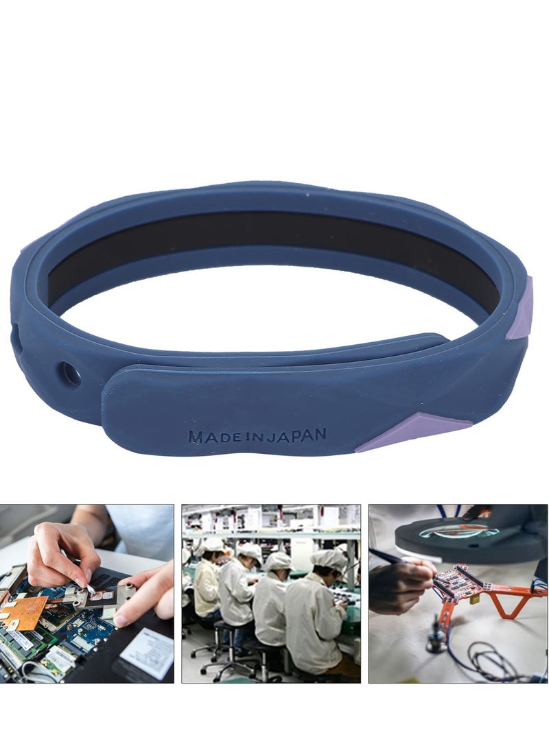 Zikra Silicone Wireless Antistatic Wrist Strap Anti Static Wristband Improve Sleep Winter Electrostatic Removal Bracelet for Men and Woman (Navy blue) - Image 1